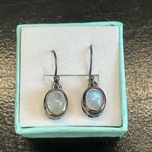 Pewter Silver Earrings with White Stones- NWOT